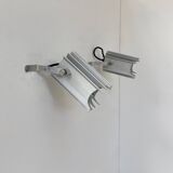 Pair of vintage wall lights, rose glass and brass, France, 1970