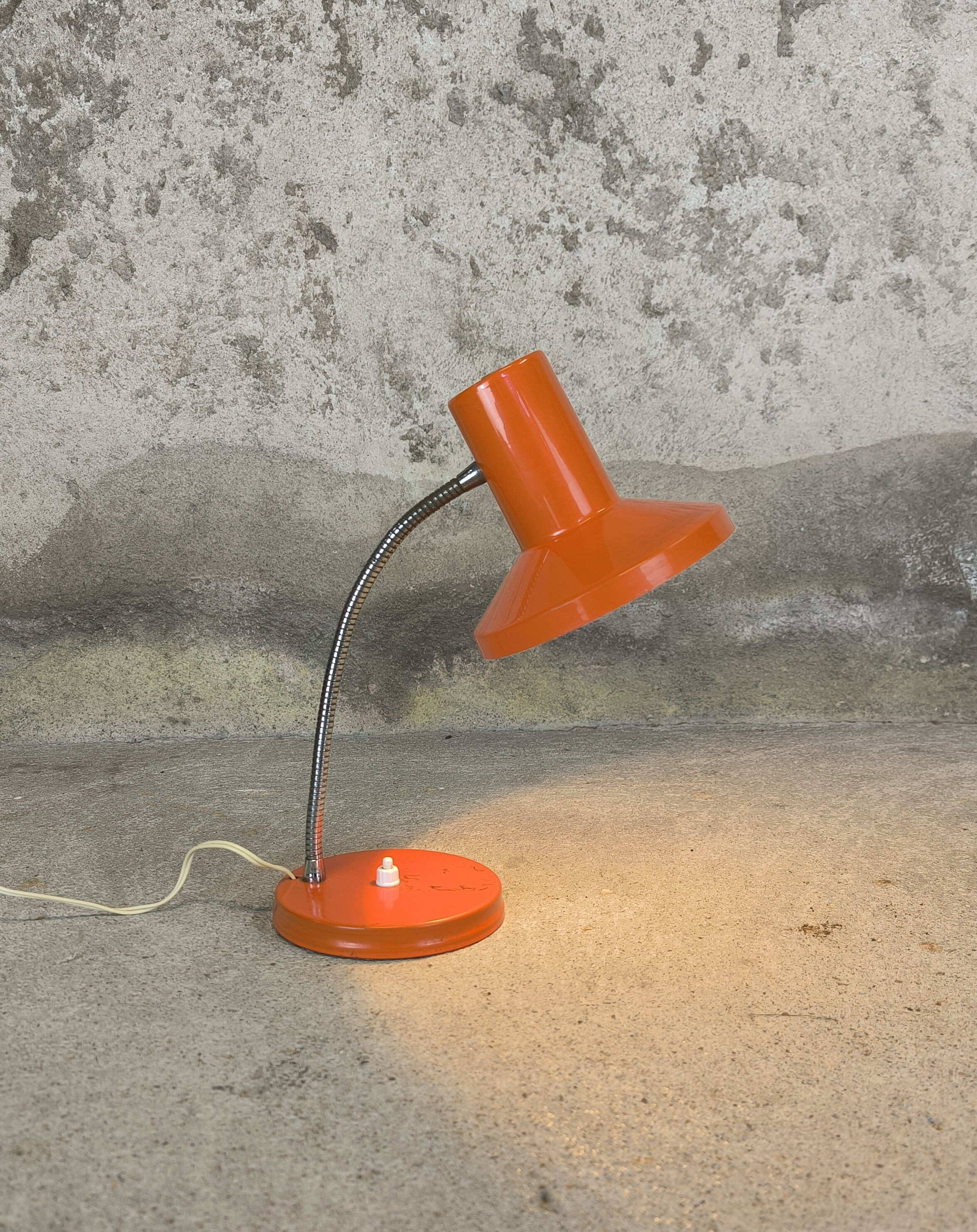 Lampe de bureau vintage orange années 70