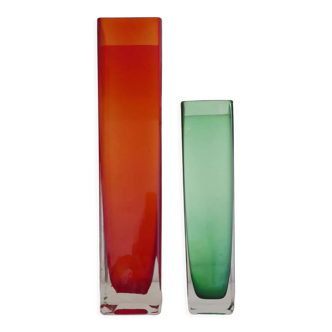 Set of 2 Italian Murano soliflore vases