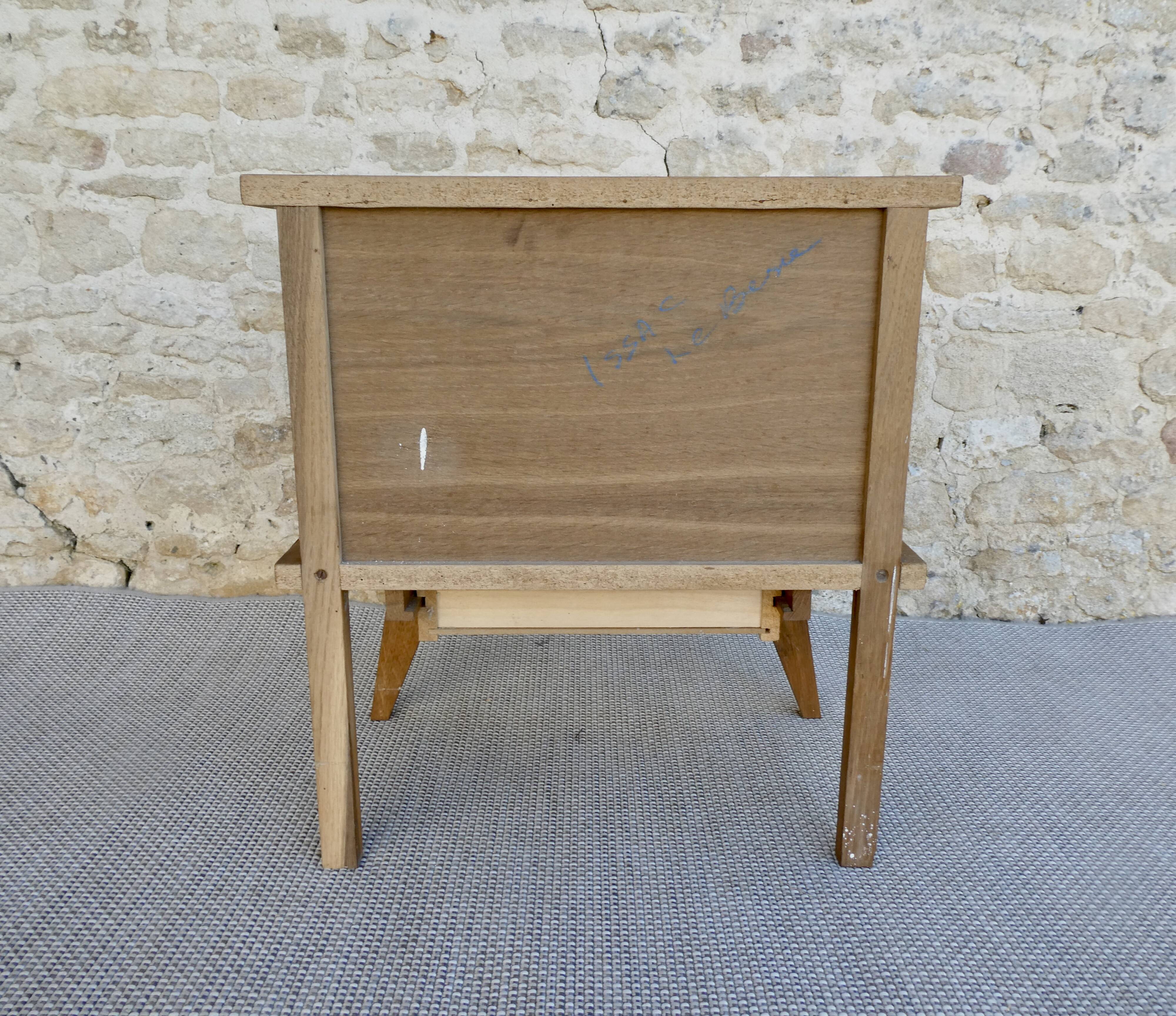 Bedside compass feet in light wood, 60s