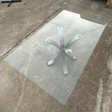 Glass table with iron leg