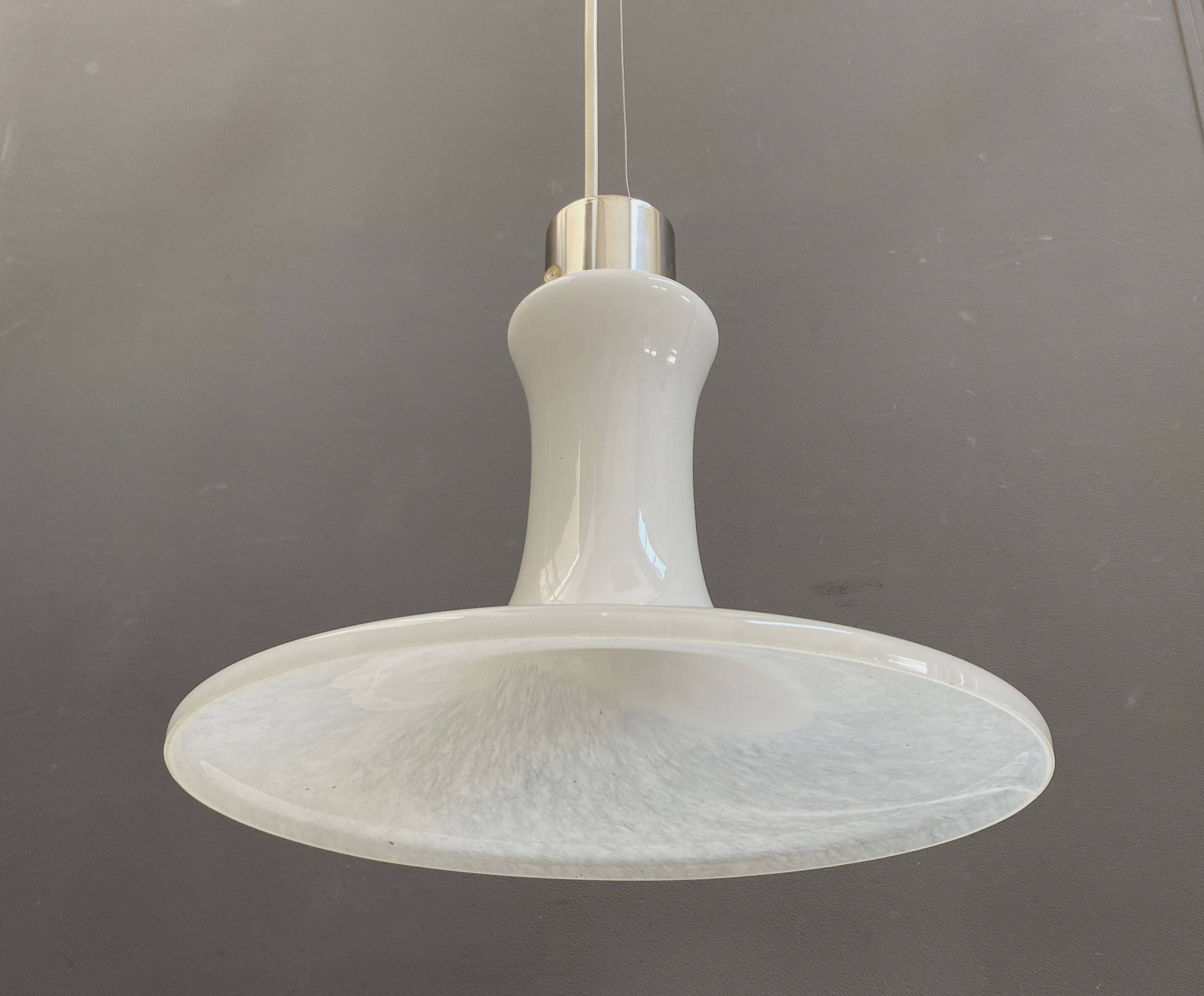 White glass pendant lamp 1980s