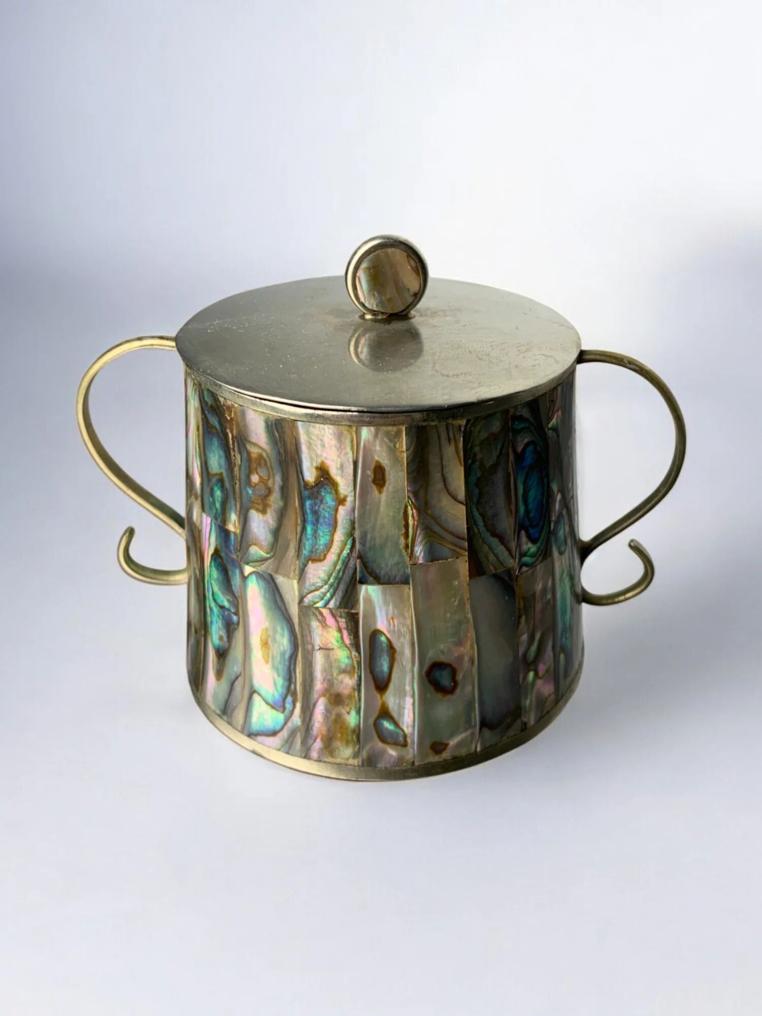 Abalone shell & alpaca jar, Mexico, 1980s