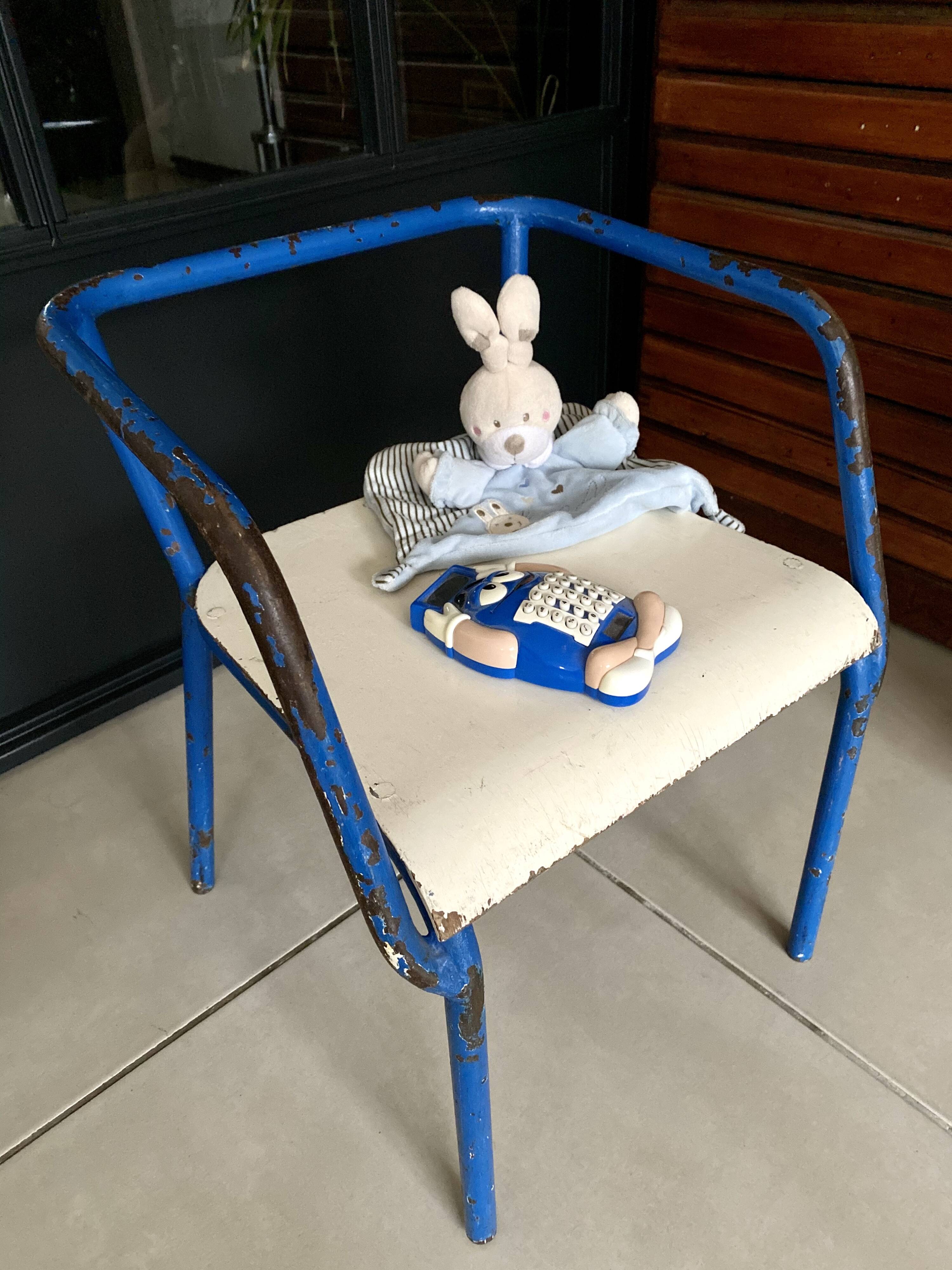 Blue metal child chair