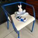 Blue metal child chair