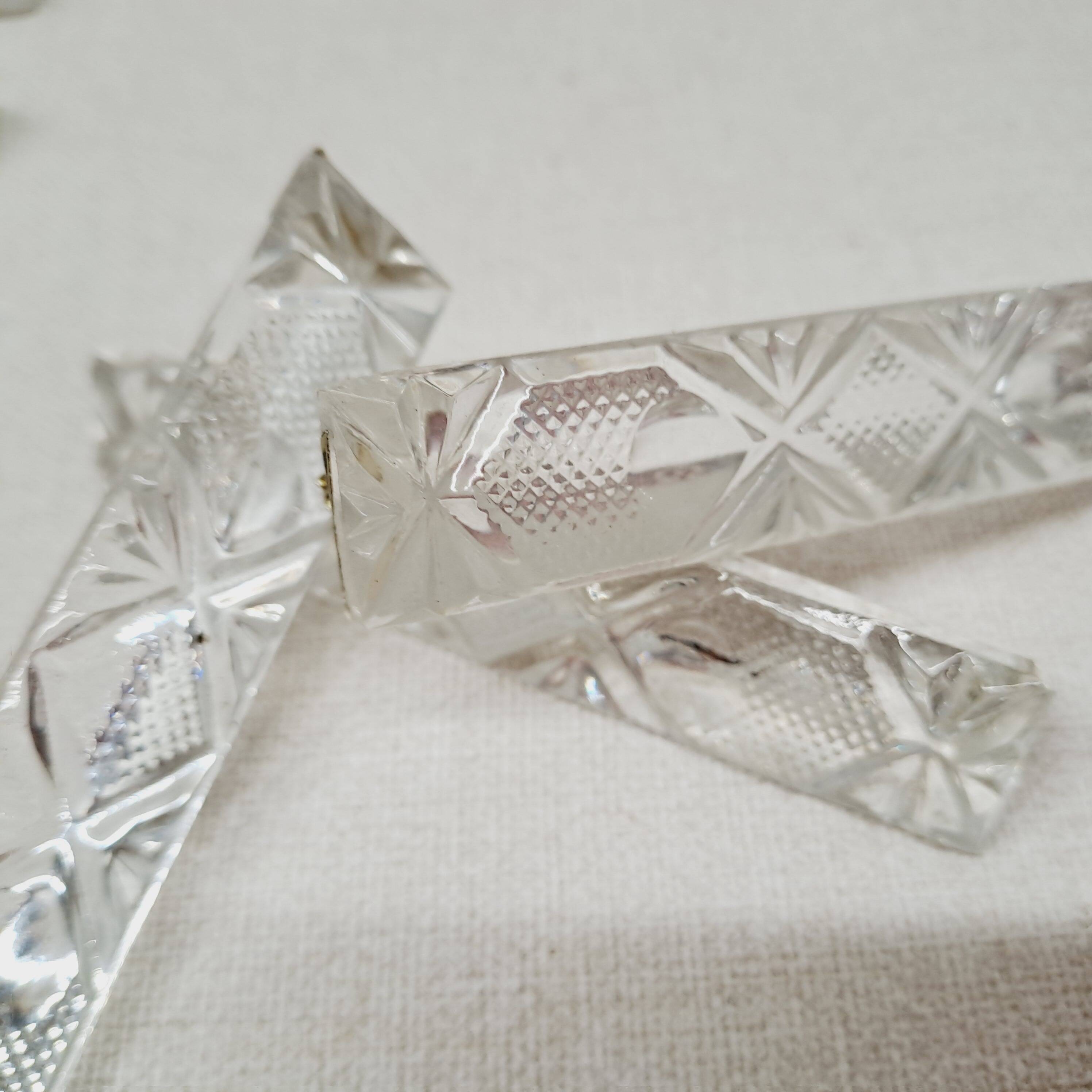 Lot of 10 chiseled crystal knife holders