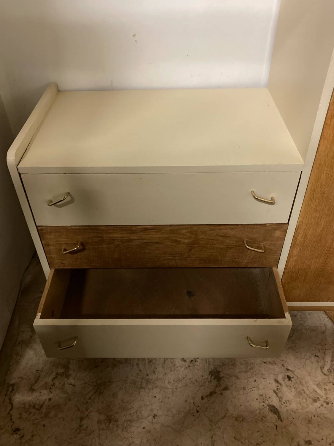 Renovated vintage asymmetrical wardrobe