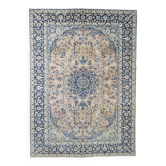 10x14 Navy Blue & Salmon Vintage Persian Rug, Geometric Style Classic Rug