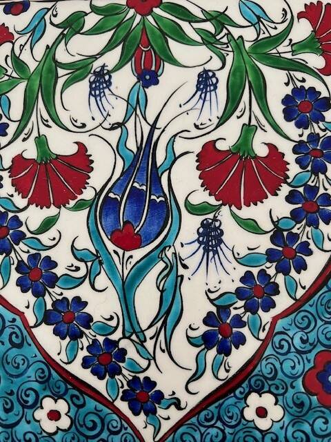 Hand painted Iznik ceramic frame from Türkiye