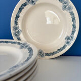 Set of 6 semi-deep plates in ironstone Longchamp model Denise.