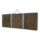 Vintage mirror 1930 triptych beveled barber iron gray - 28 x 69 cm