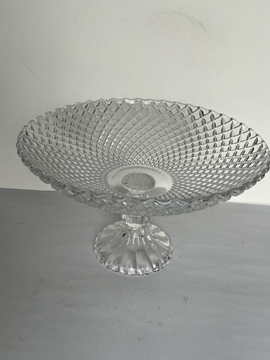 Large glass bowl on foot