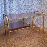 Coffee table with gold metal vinyl holder from the 70s)