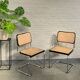 Set of 2 black cesca "s32" marcel breuer chairs - italy 1980's