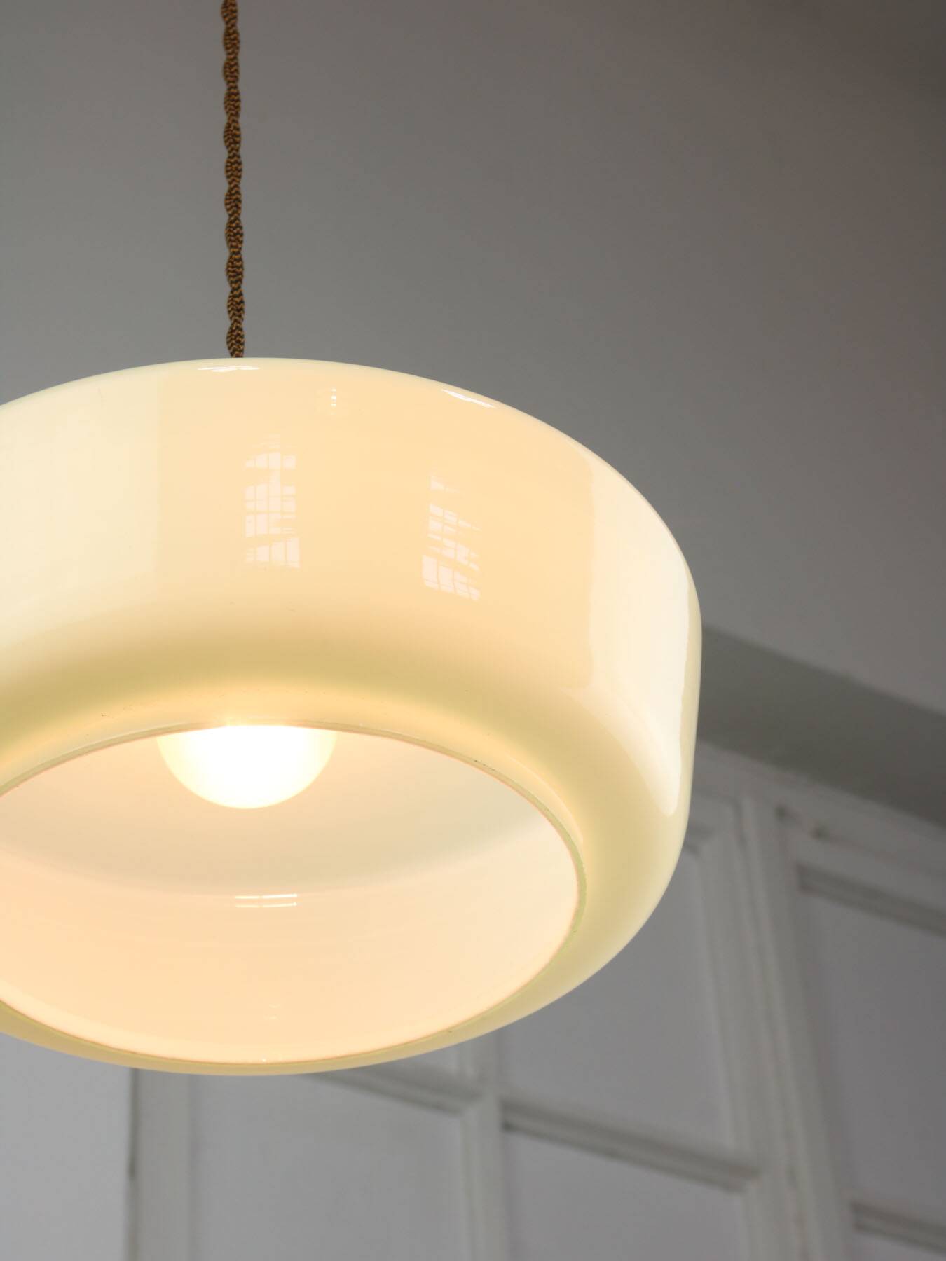 Mid-century italian glass & brass pendant lamp
