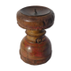 Candle holder round wood old teak patina of origin India