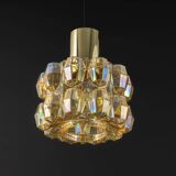 Large amber glass pendant by Limburg, Germany, 1970s.