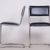 Chaises Bauhaus en cuir noir, Tchéquie des années 1930