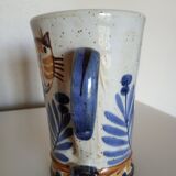 Pitcher with stylized cat - stoneware - "triangles" signature