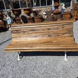 Antique garden bench made of cast iron and oak slats