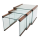 Set of 3 nesting tables in tempered glass and rosewood, Gallotti