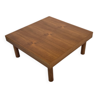 Table basse vintage carrée en teck au design minimaliste