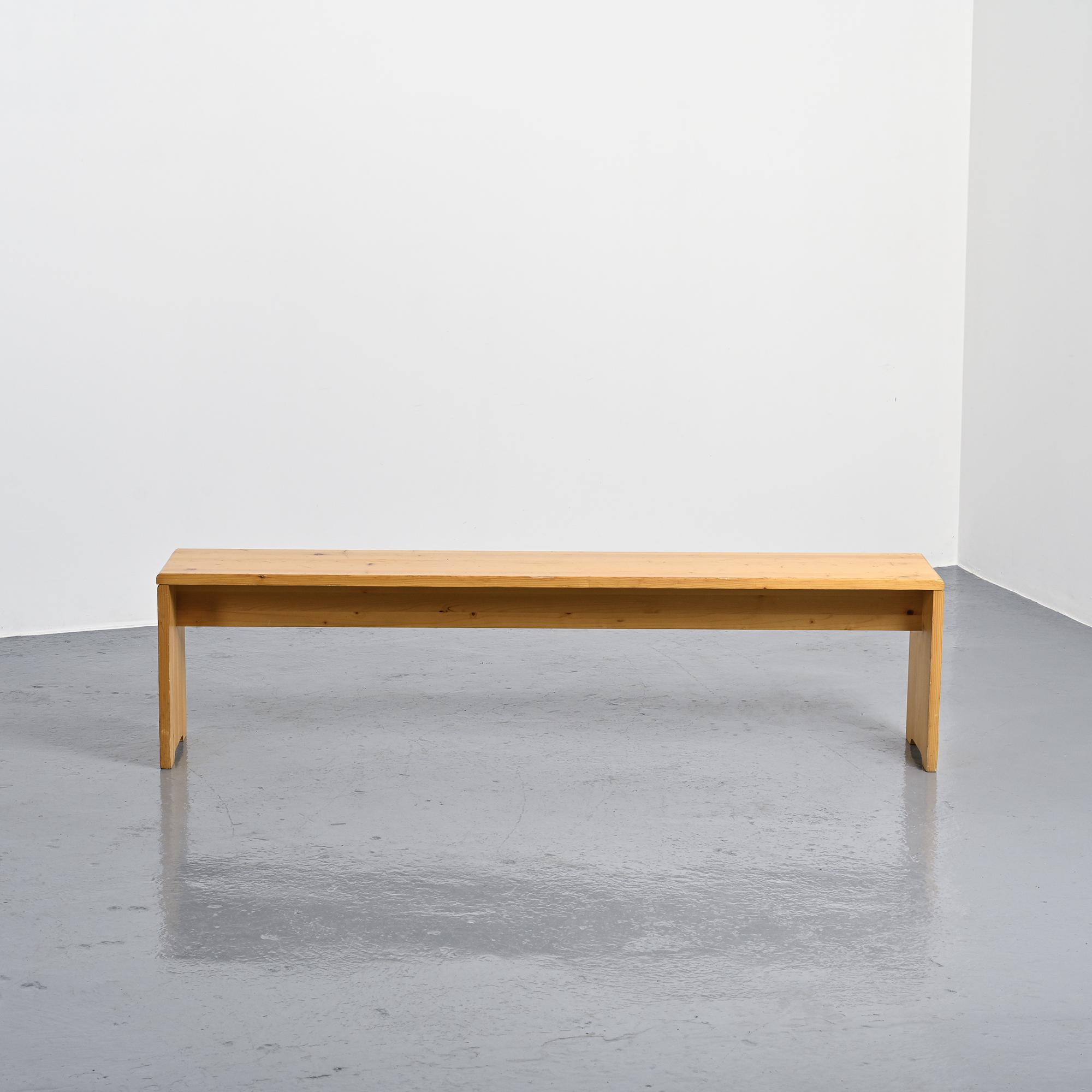 Large bench in solid pine, France, circa 1970