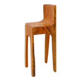 Chaise haute sculpturale de style brutaliste en chêne massif