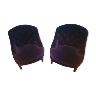 Pair of velvet toad chairs