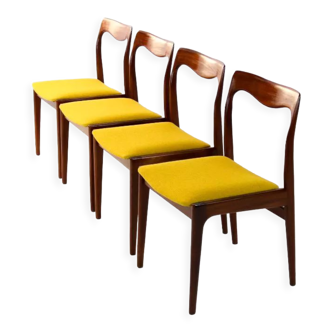 Ensemble de 4 chaises en teck du milieu du siècle par AWA Pays-Bas Années 1960