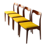 Ensemble de 4 chaises en teck du milieu du siècle par AWA Pays-Bas Années 1960