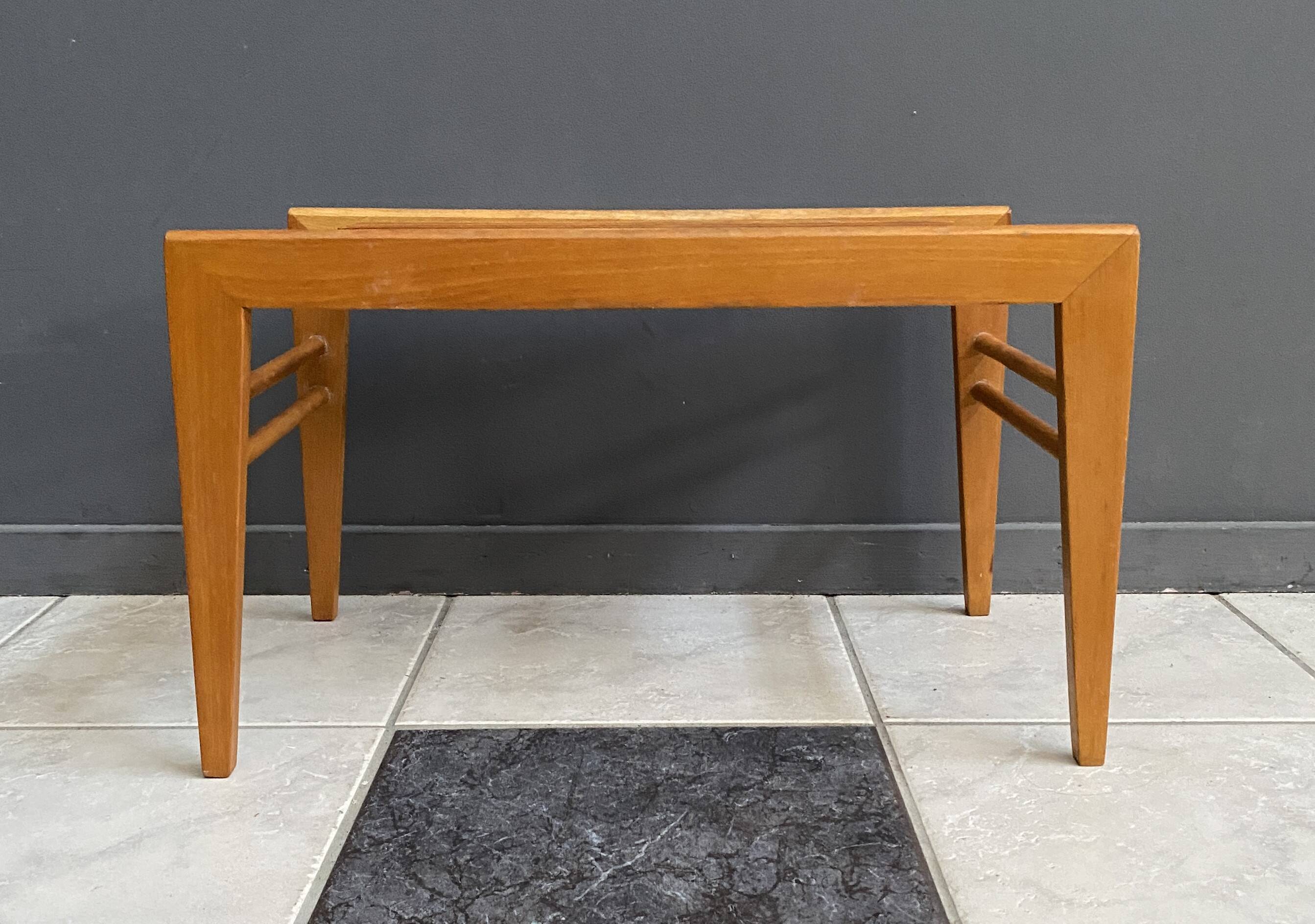 Small wood slatted sidetable flower table 1960s