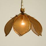 Beautiful rare 1980s Regency floral design brass ceiling lamp
