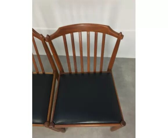 4 Scandinavian teak chairs with bars, 60s