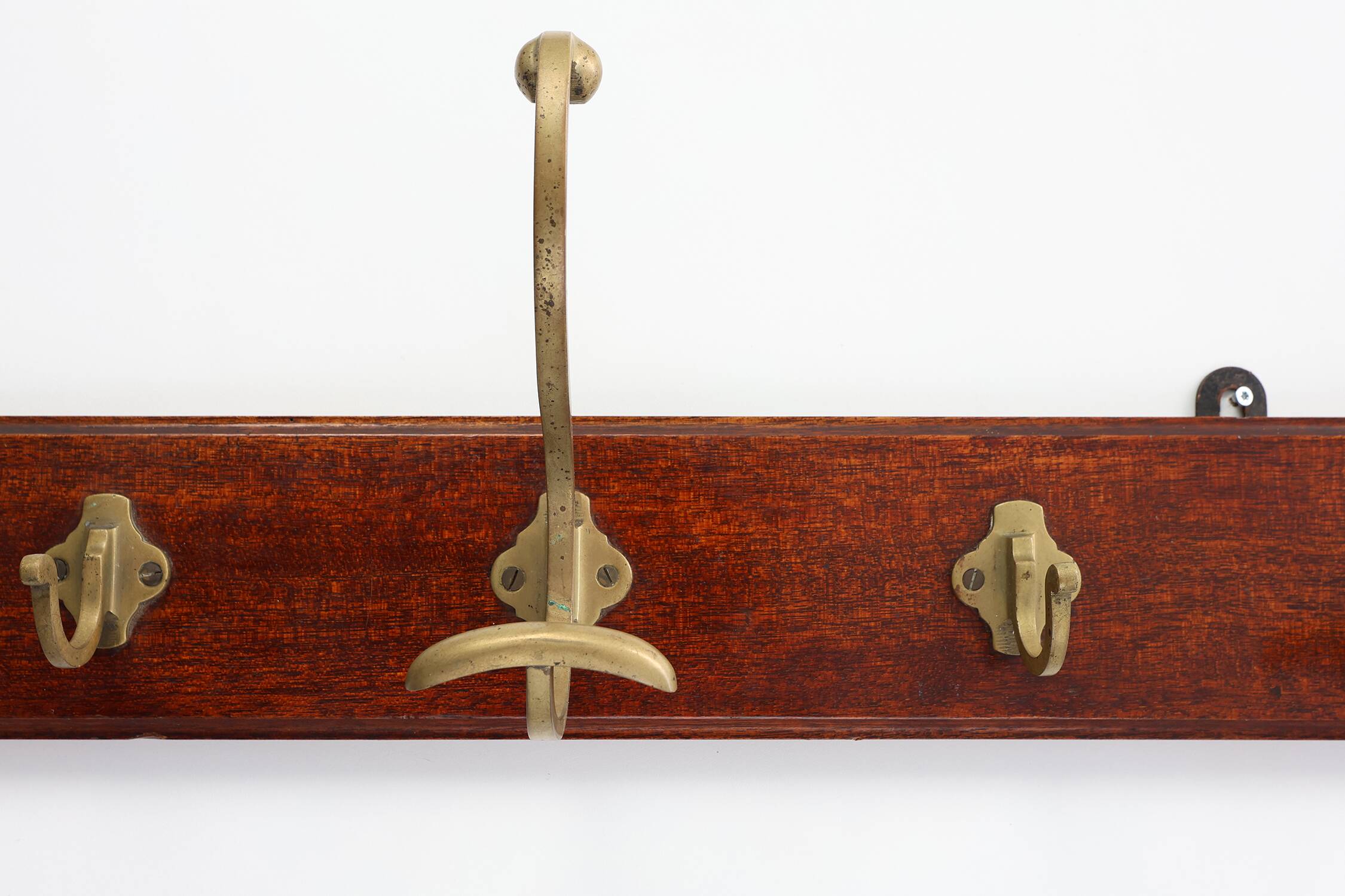 Art Nouveau coatrack in brass and oak, France ca. 1900