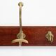 Art Nouveau coatrack in brass and oak, France ca. 1900