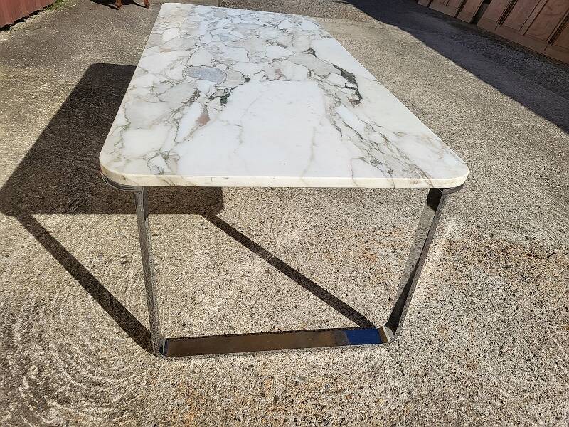 Marble and stainless steel coffee table