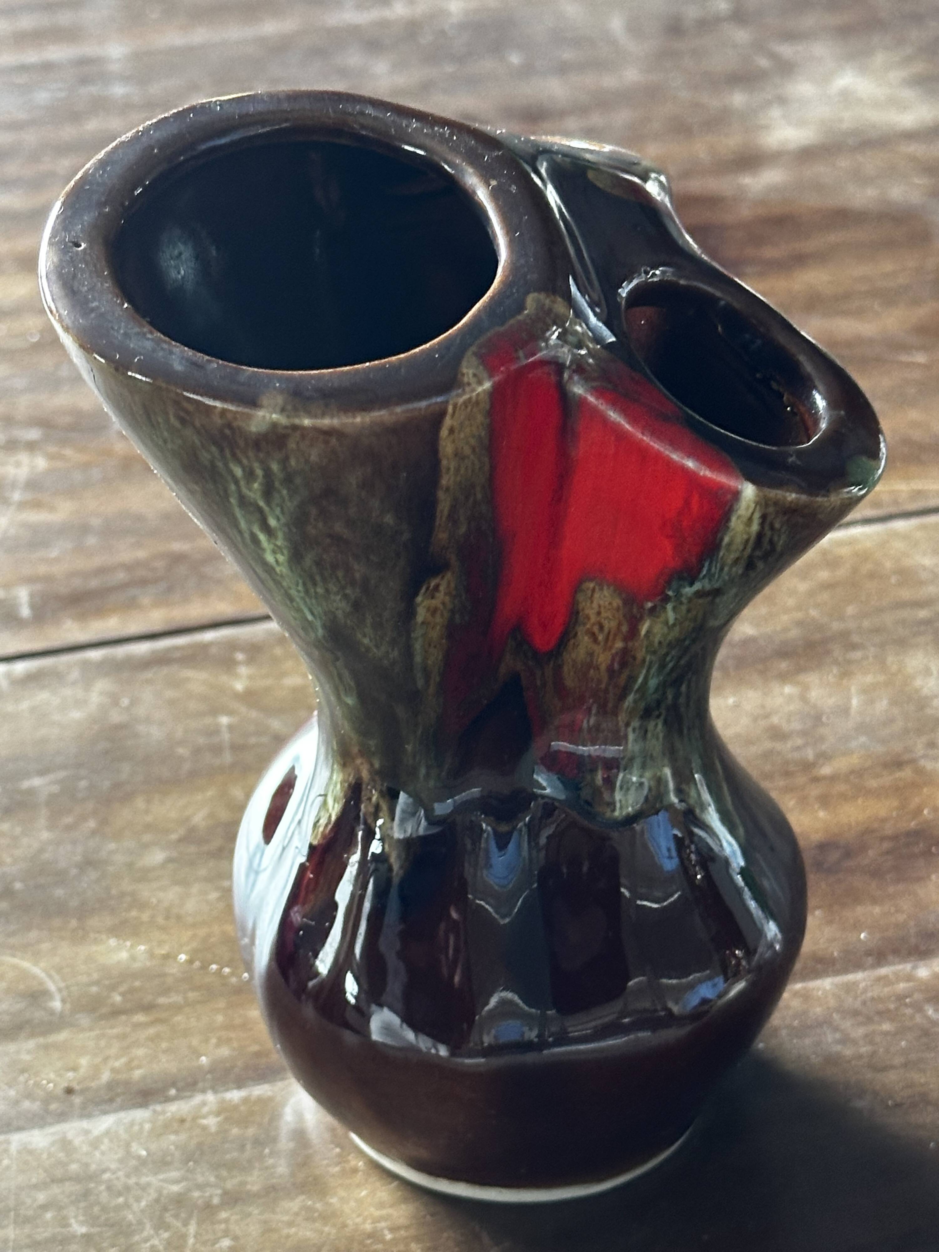 Vintage TriFlore Vase, Vallauris Ceramic, H 16 cm