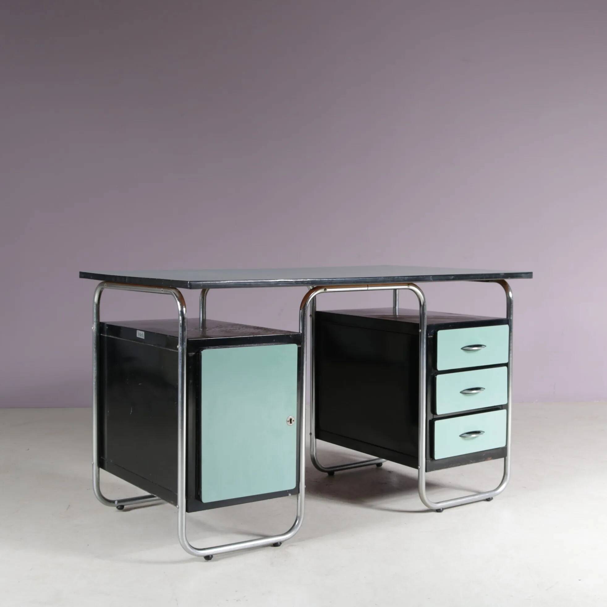 Bauhaus style desk from the 1950s by Torck, Belgium.