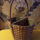 Woven wicker bottle basket. Flower Power. Very good condition.