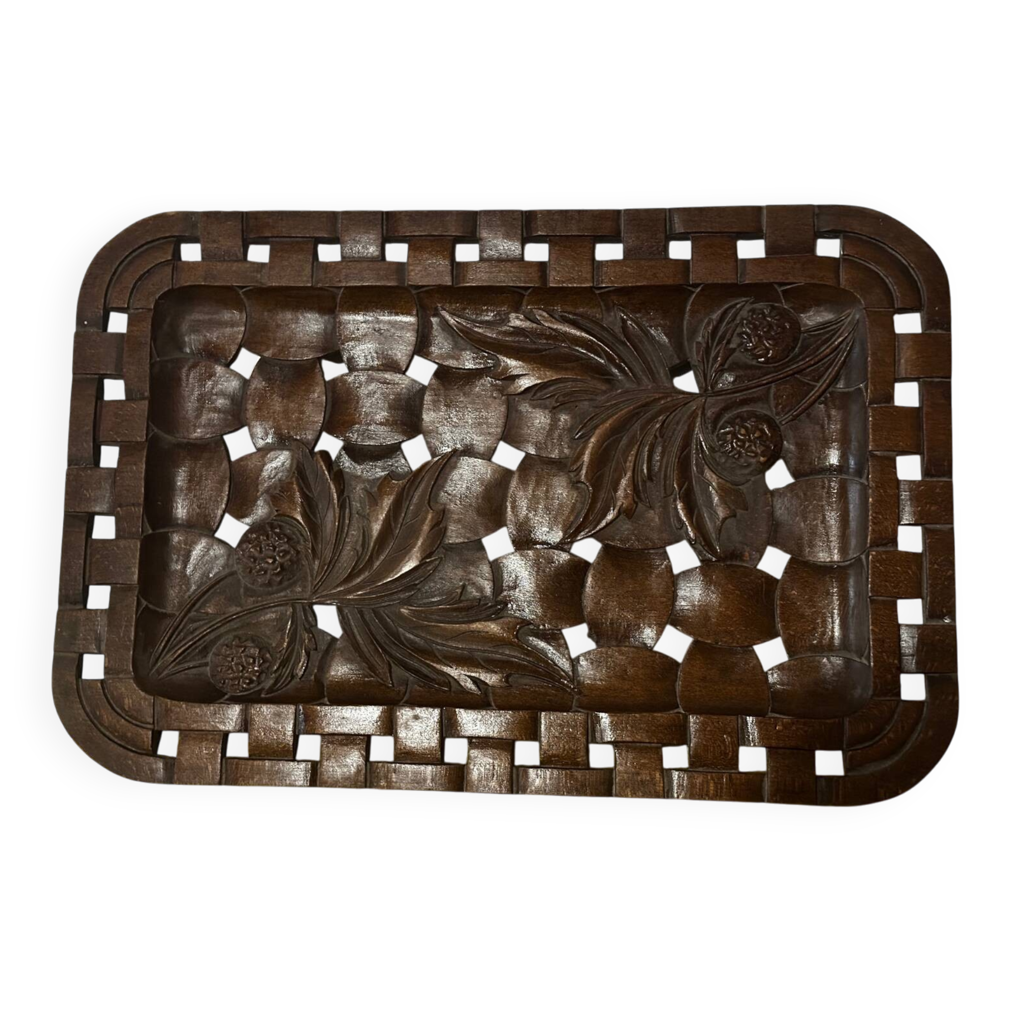 Grand Plateau/ Vintage 1950s Ashtray in Carved Wood