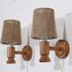 Paire d'applique vintage en bois et corde 1960