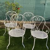 Set of 4 wrought iron armchairs
