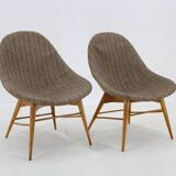 1970s Pair of Shell Beech Chairs, Czechoslovakia