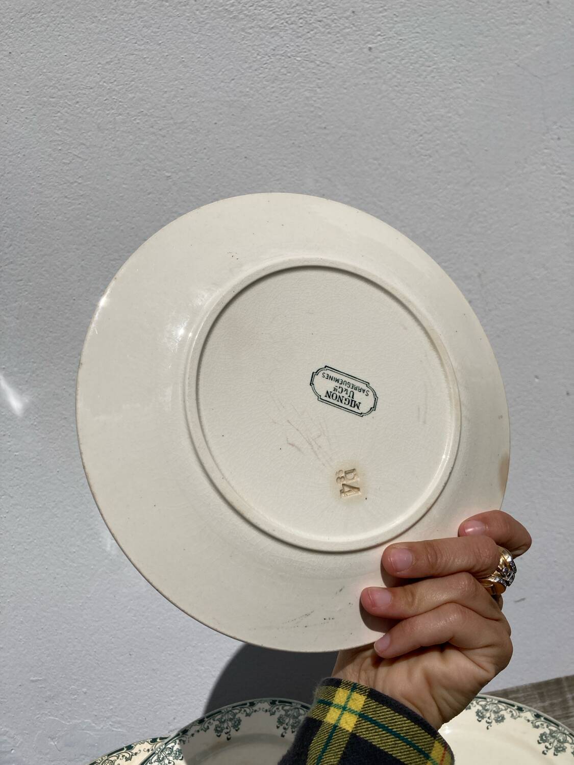 4 iron earth plates Mignon Sarreguemines