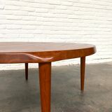 Mid Century Solid Teak Round Danish Coffee Table by John Boné for Mikael Laursen, 1970s.