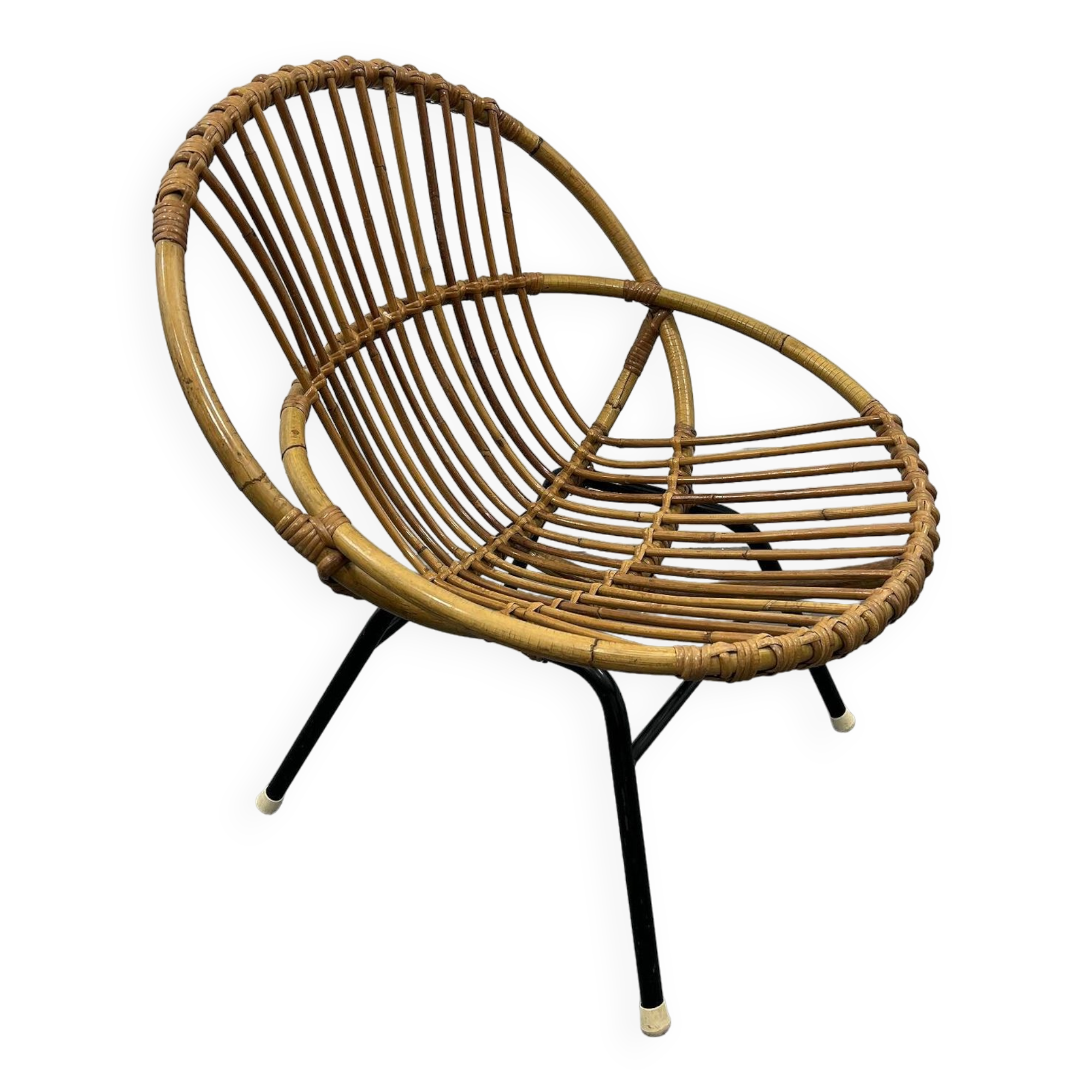 Dutch Rattan and Metal Chair from Rohé Noordwolde, 1950s