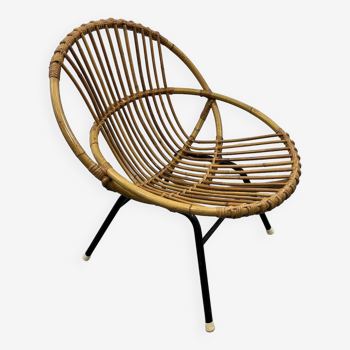 Chaise en Rotin et Métal de Rohé Noordwolde, Pays-Bas, 1950s