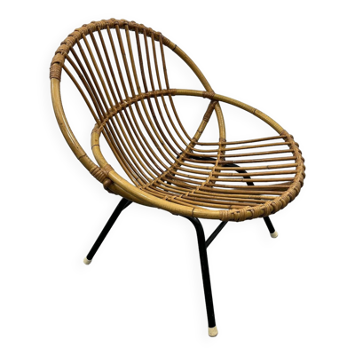 Chaise en Rotin et Métal de Rohé Noordwolde, Pays-Bas, 1950s