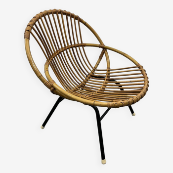 Dutch Rattan and Metal Chair from Rohé Noordwolde, 1950s